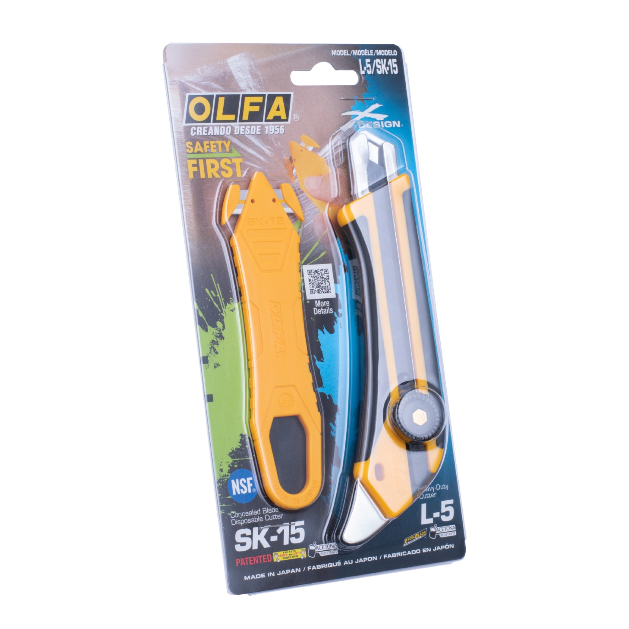 Pack Cuchillo industrial L-5 18 mm.+ Cuchillo de Seguridad SK-15 -2