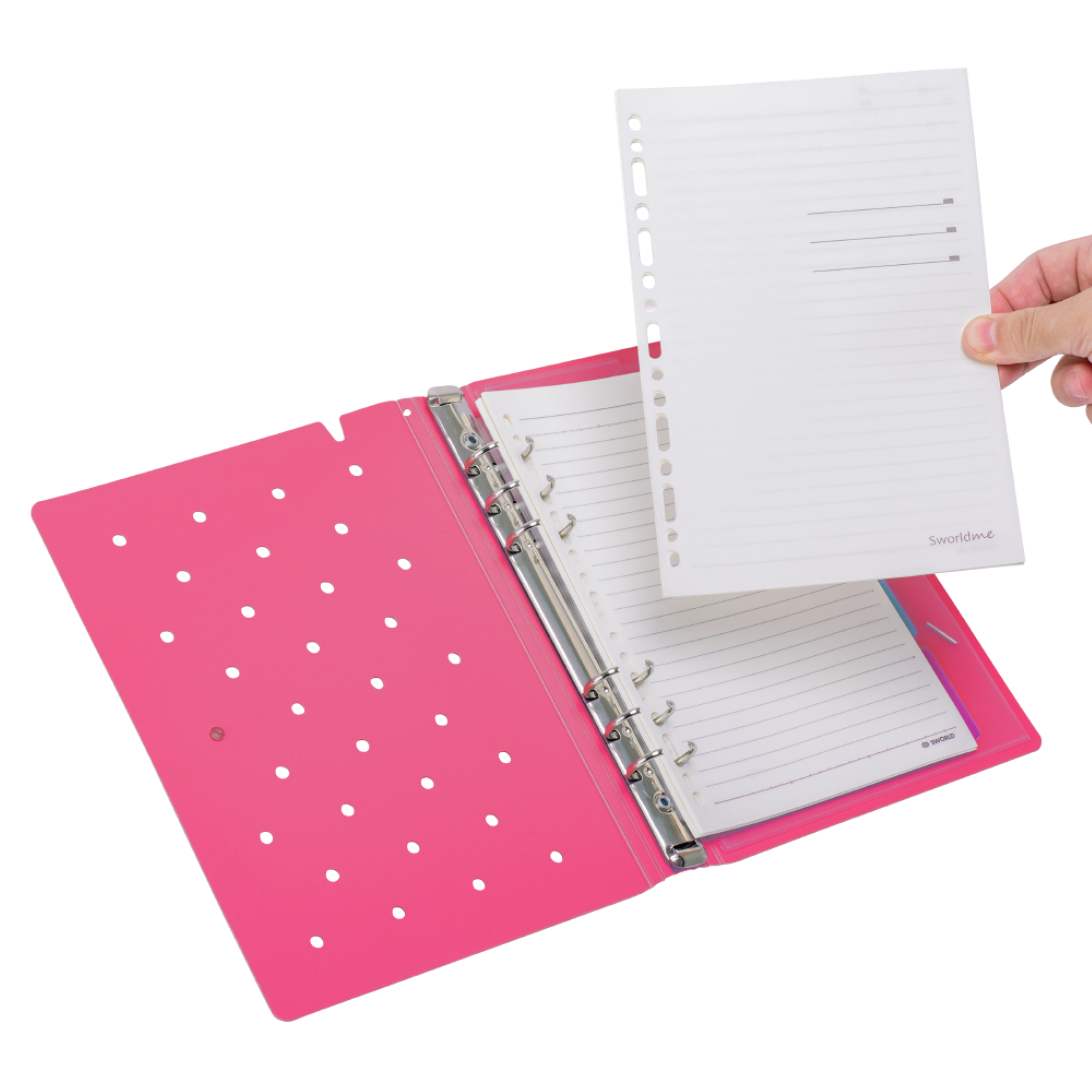 Agenda A5 Fucsia Tapa Pin  6 Anillos-3