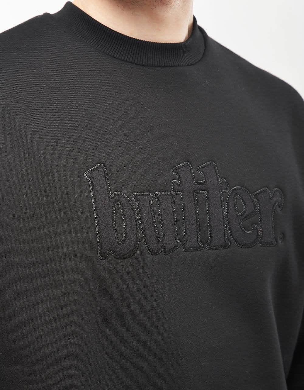 Poleron Butter Goods Crewneck Fleece Applique Negro-3
