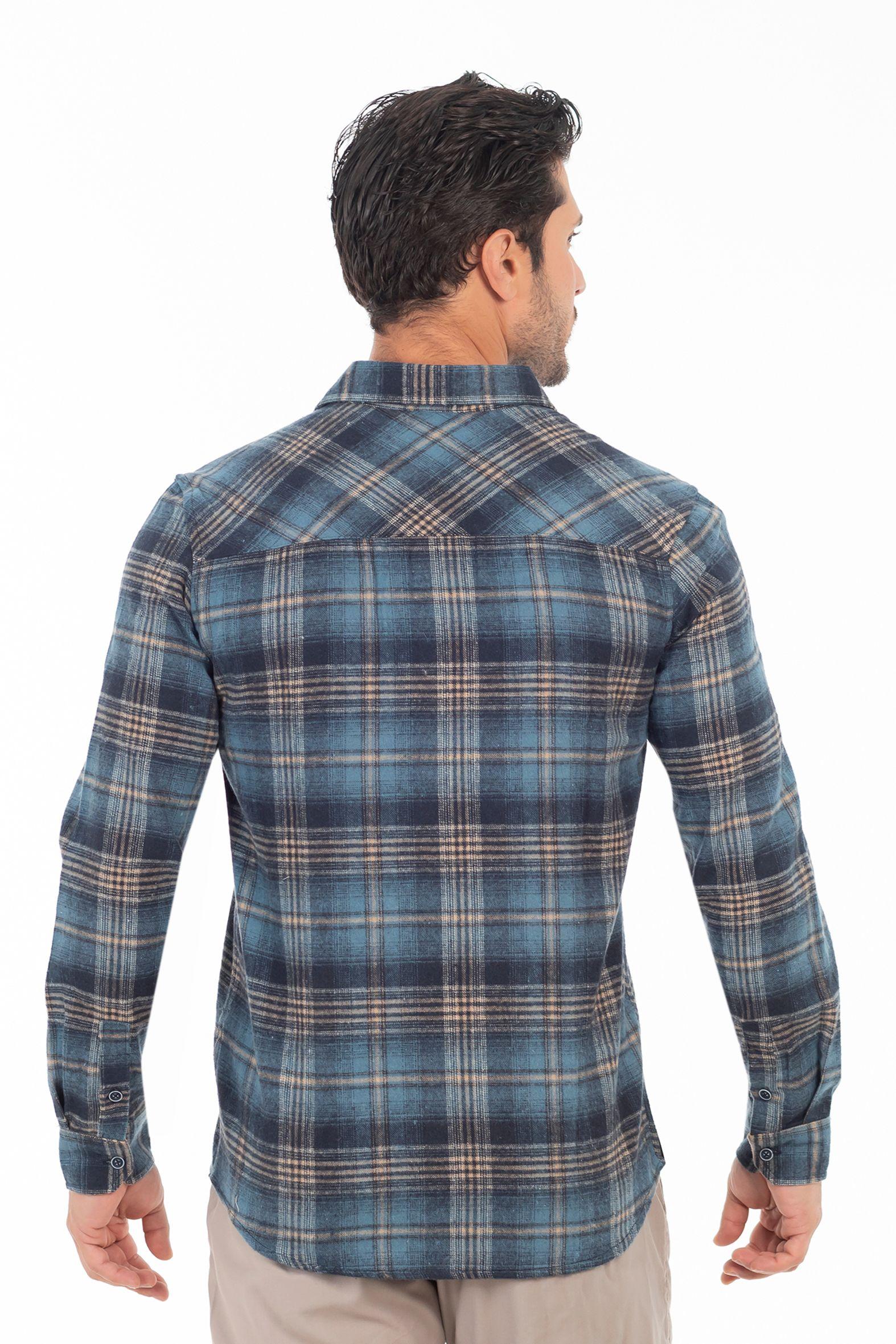 Camisa Ml Franela Northwood Azul Marino Gangster-1