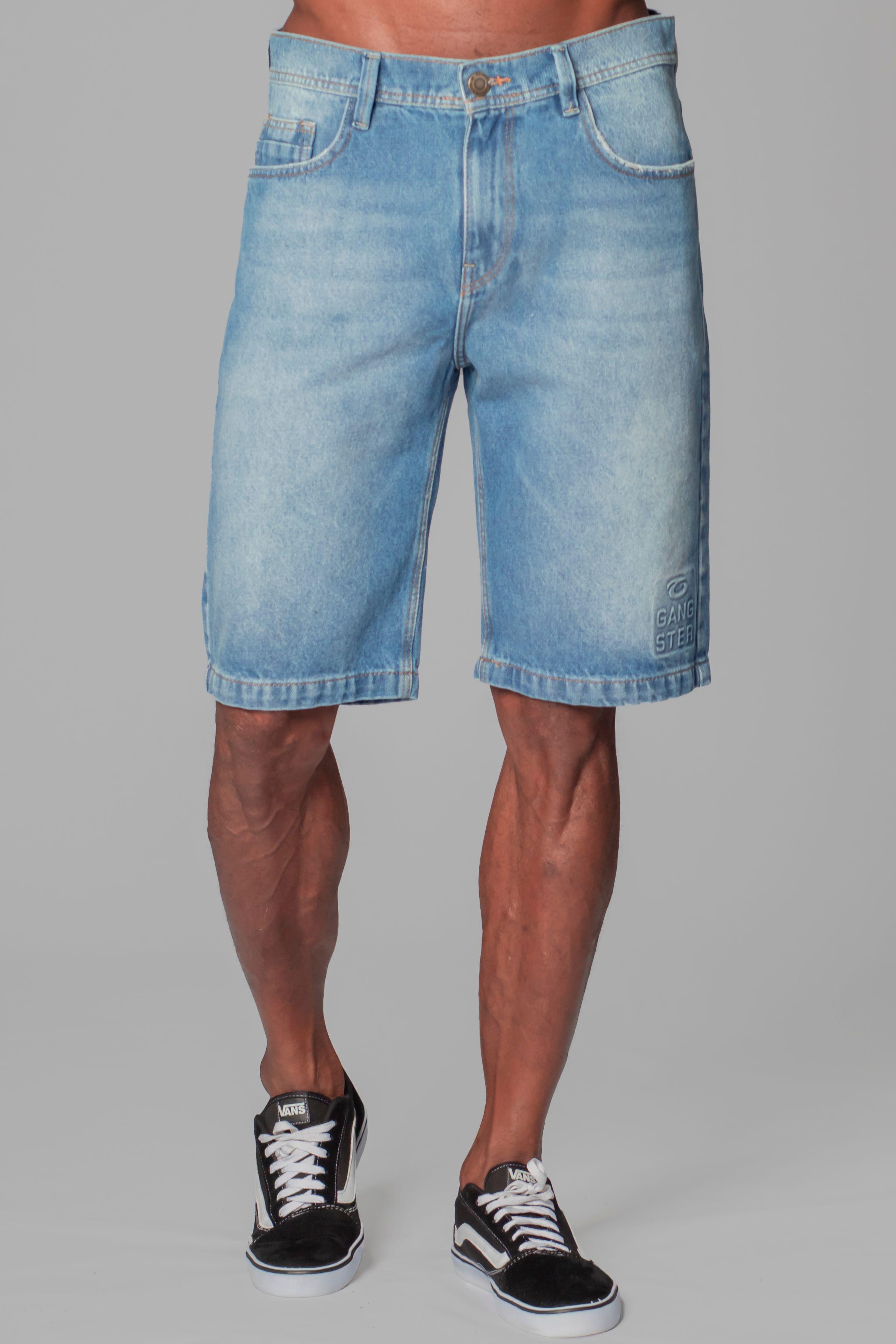 Short Bermuda Denim Liso Luxu Azul Gangster-0