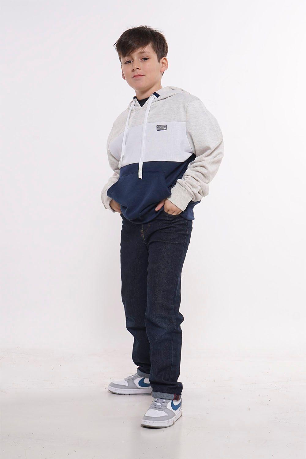 Teen Poleron Hoodie La Beach Azul Gangster-3