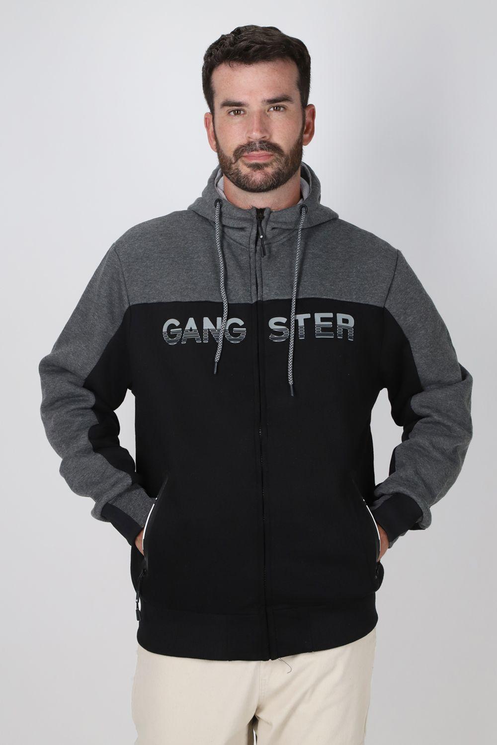 Poleron Full Zipper Finder Negro Gangster-0