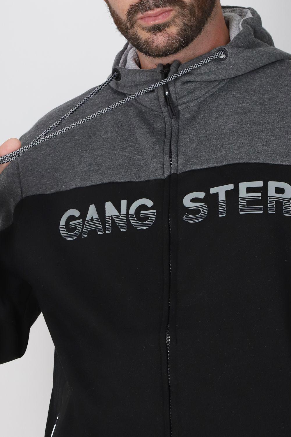 Poleron Full Zipper Finder Negro Gangster-2