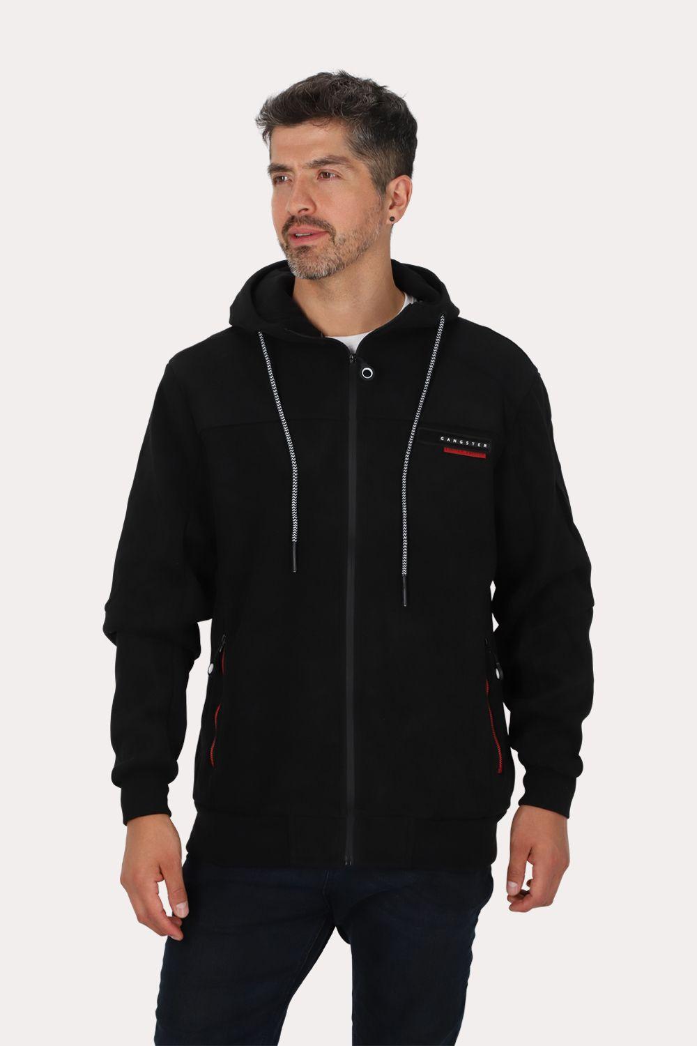 Poleron Full Zipper Tender Negro Gangster-0