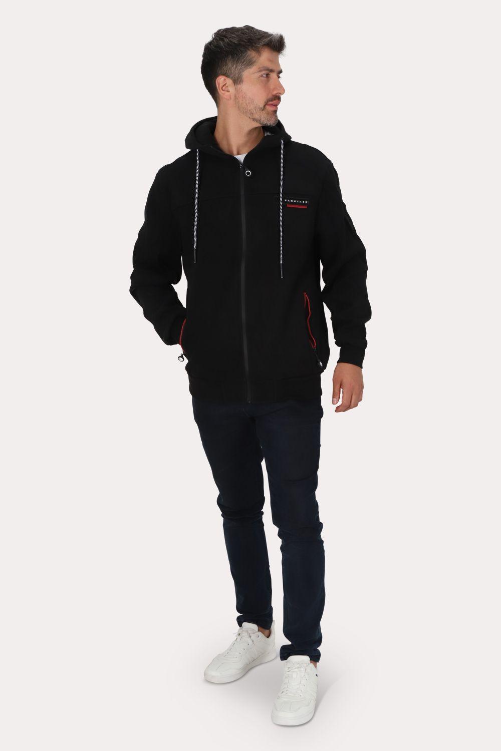 Poleron Full Zipper Tender Negro Gangster-3