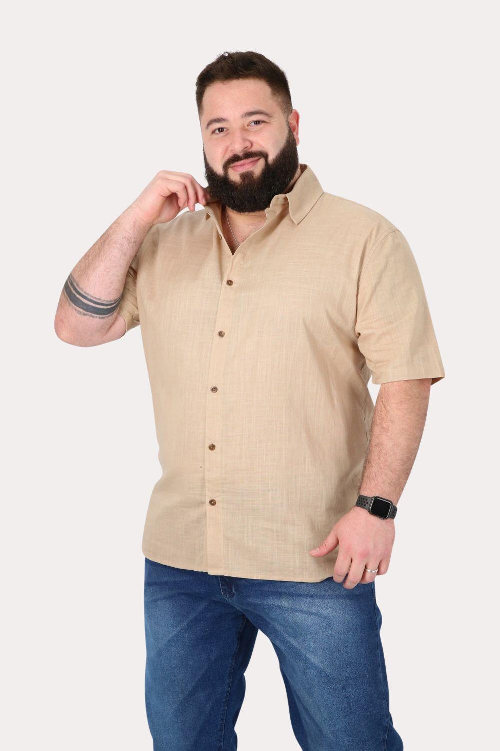 Plus Camisa Mc Algodón Imbe Beige Gangster-0