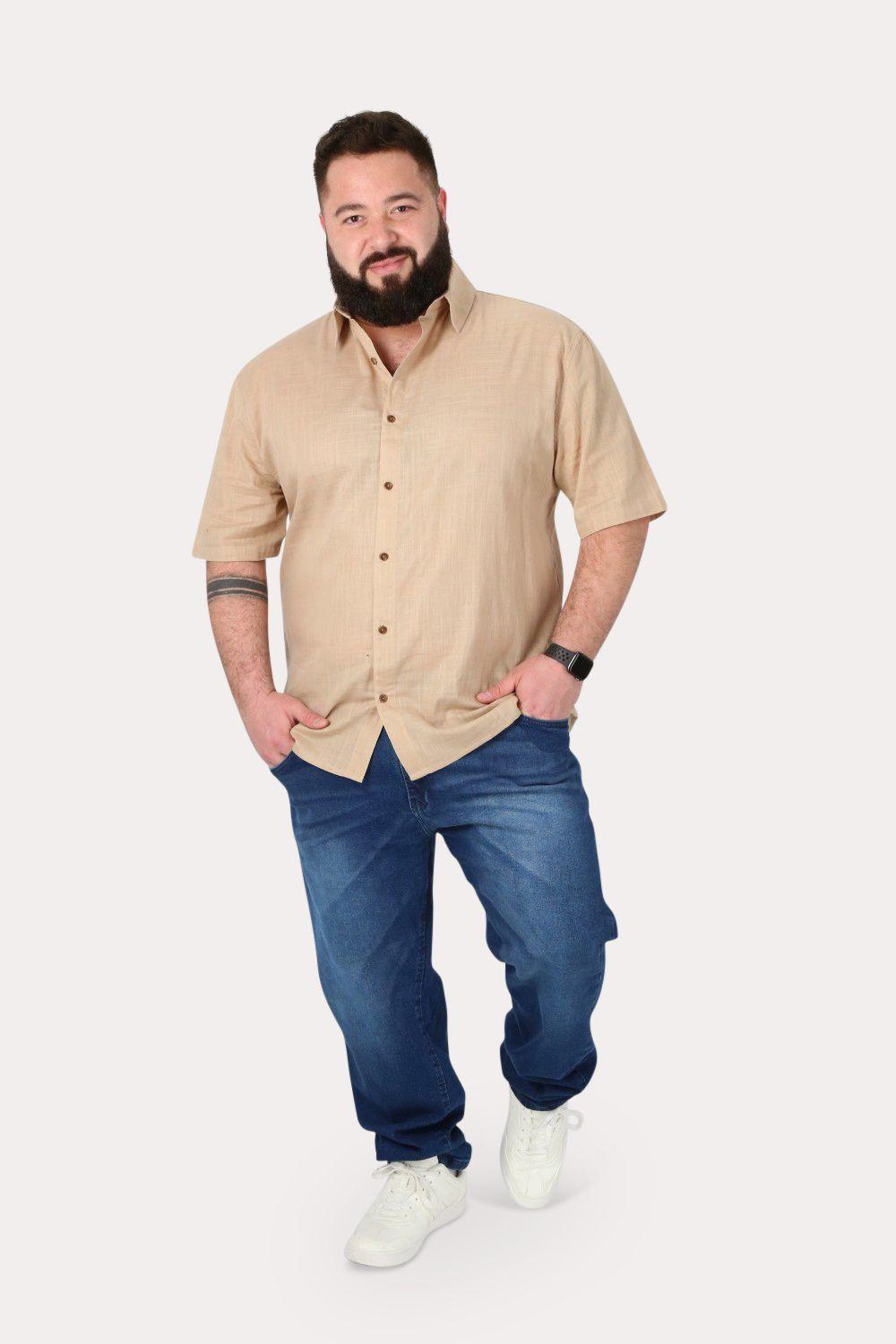 Plus Camisa Mc Algodón Imbe Beige Gangster-3