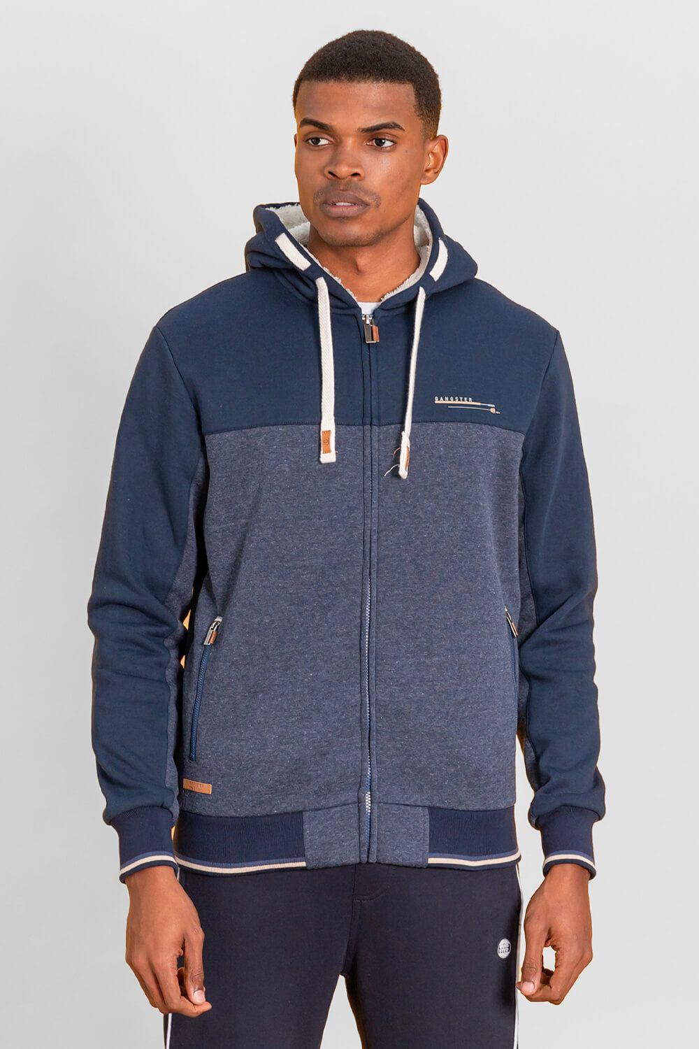 Polerón Full Zipper Fleece Cord Azul Gangster-0