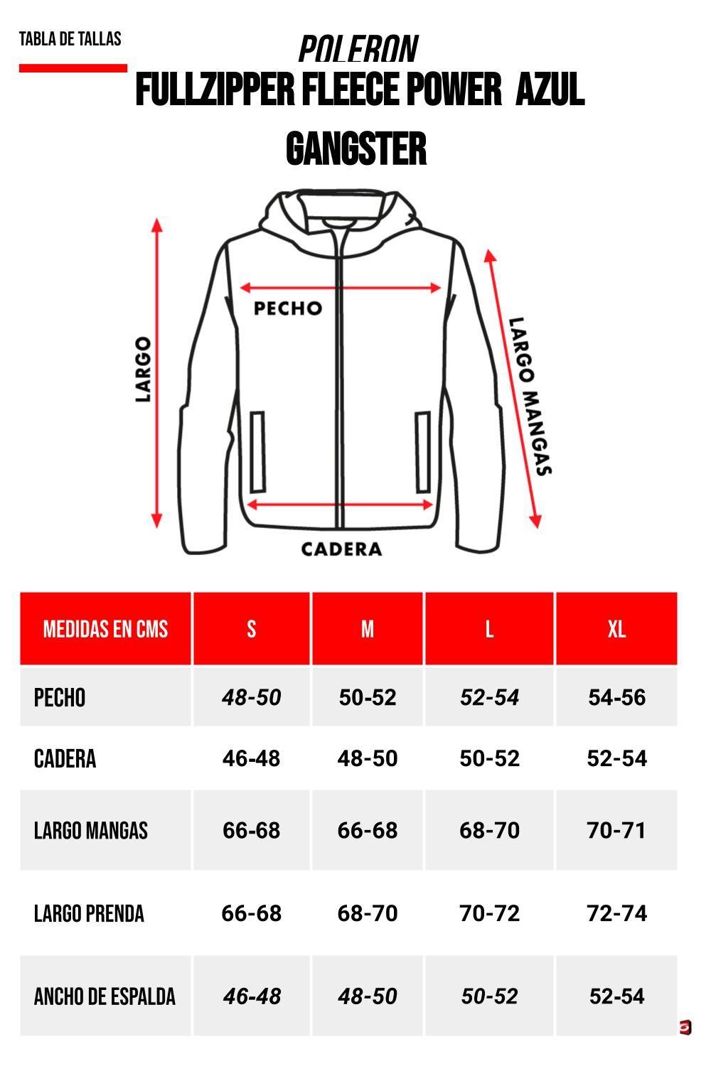 Polerón Full Zipper Fleece Power Azul Gangster-3