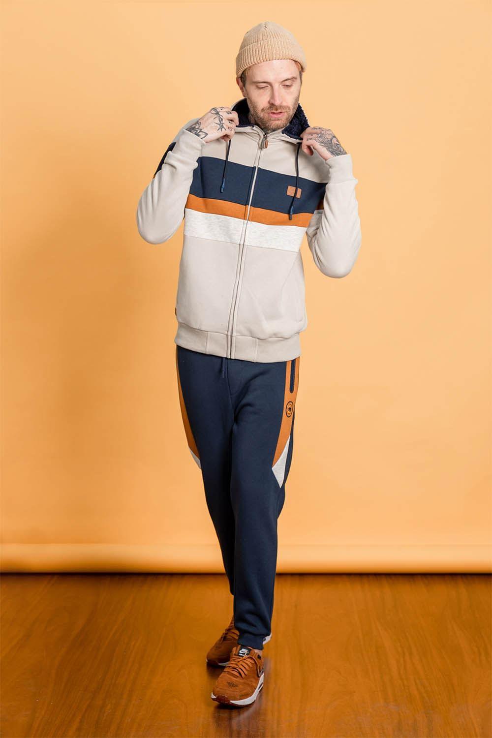 Polerón Full Zipper Fleece Community Beige Gangster-6