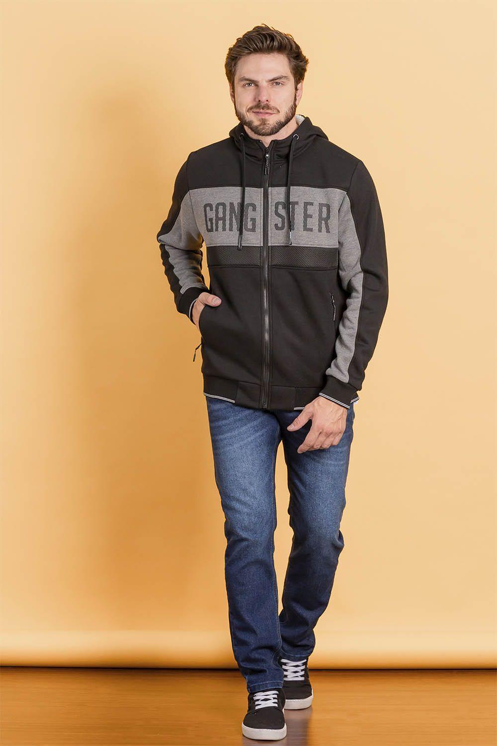 Polerón Full Zipper Sherpa Layer Negro Gangster-1