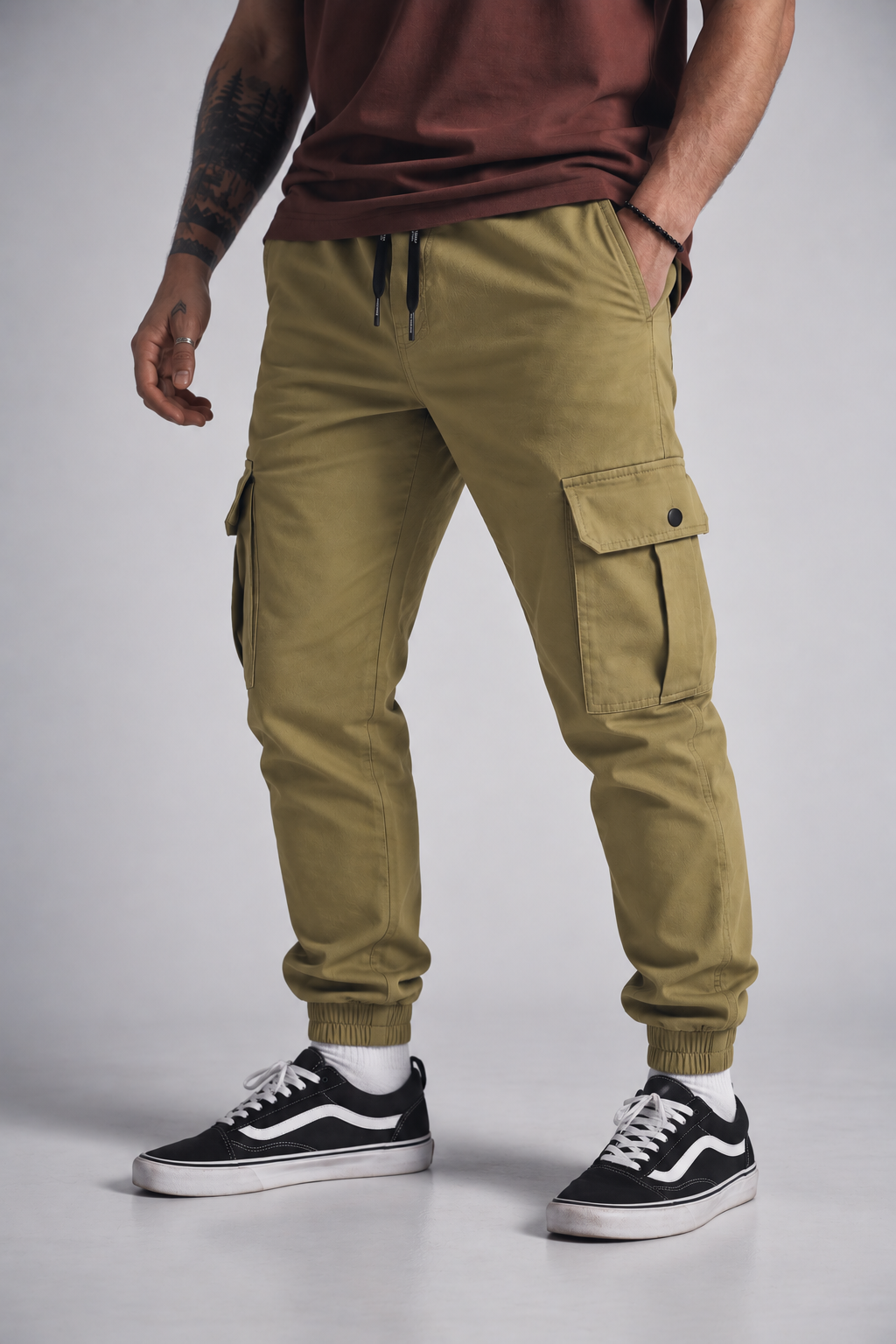Pantalon Jogger Canvas Parachute Kaki Gangster-0