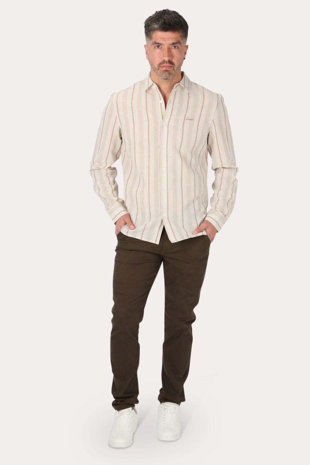 Camisa ML Fake Linho Cactos Blanco Gangster-3