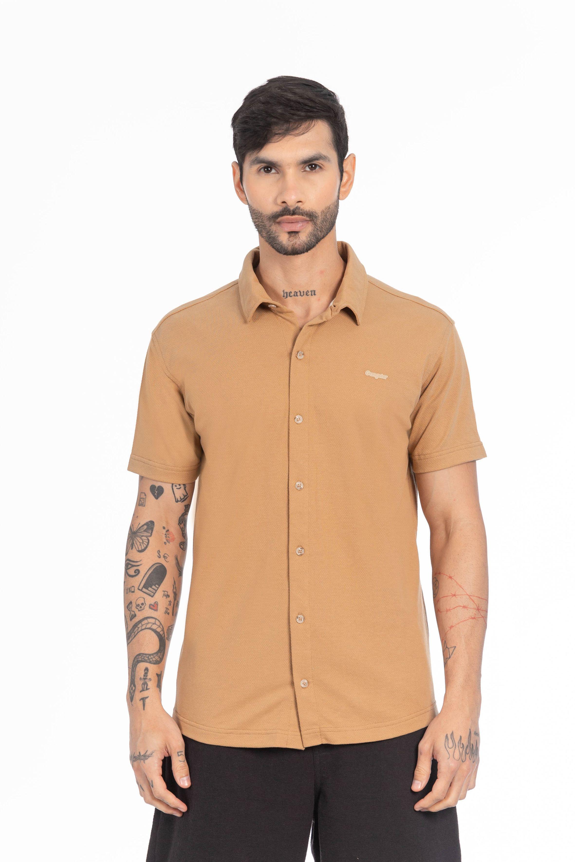 Camisa Camisa Textura Howard Café Claro-0