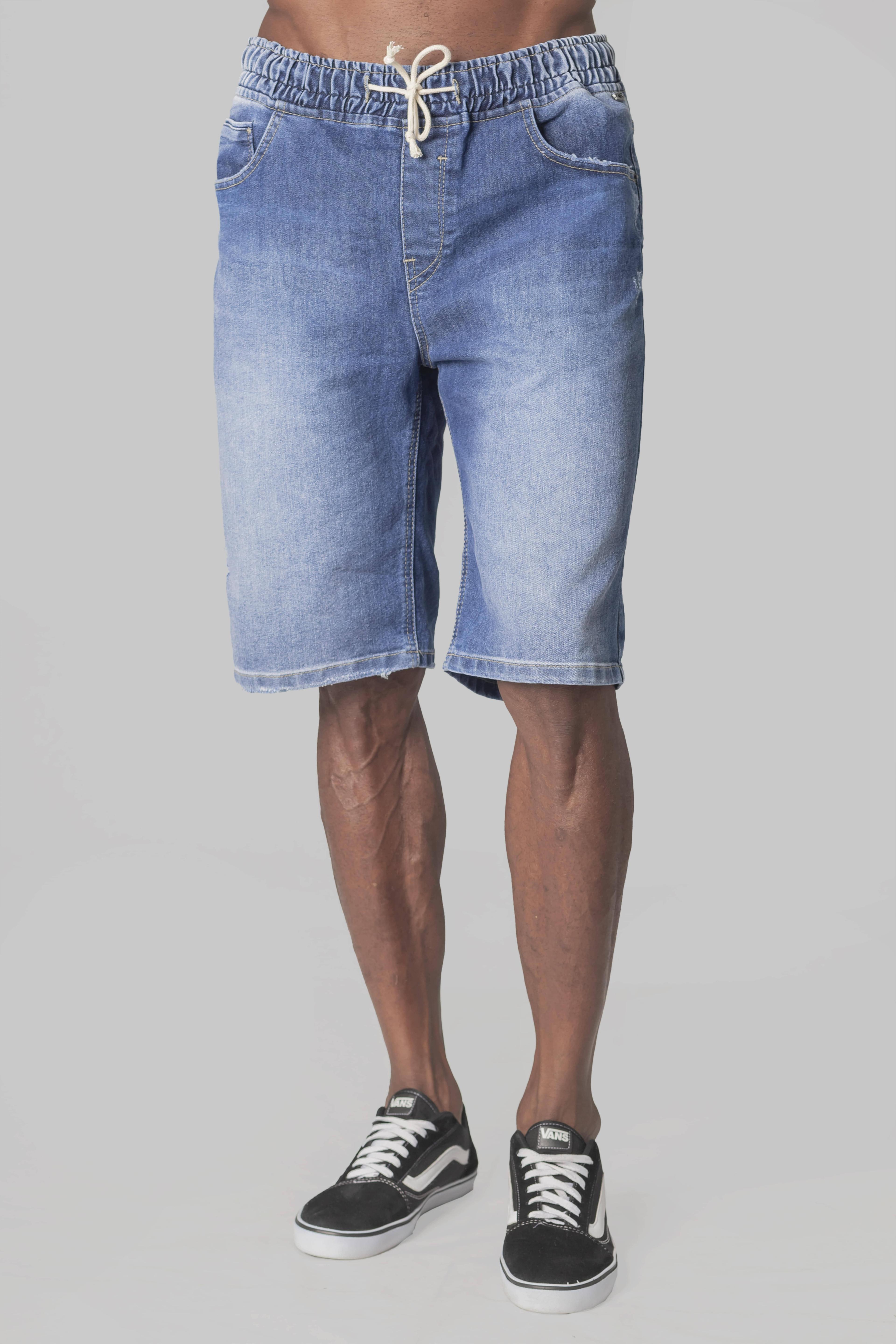 Short Bermuda Denim Liso Mellow Azul Gangster-0