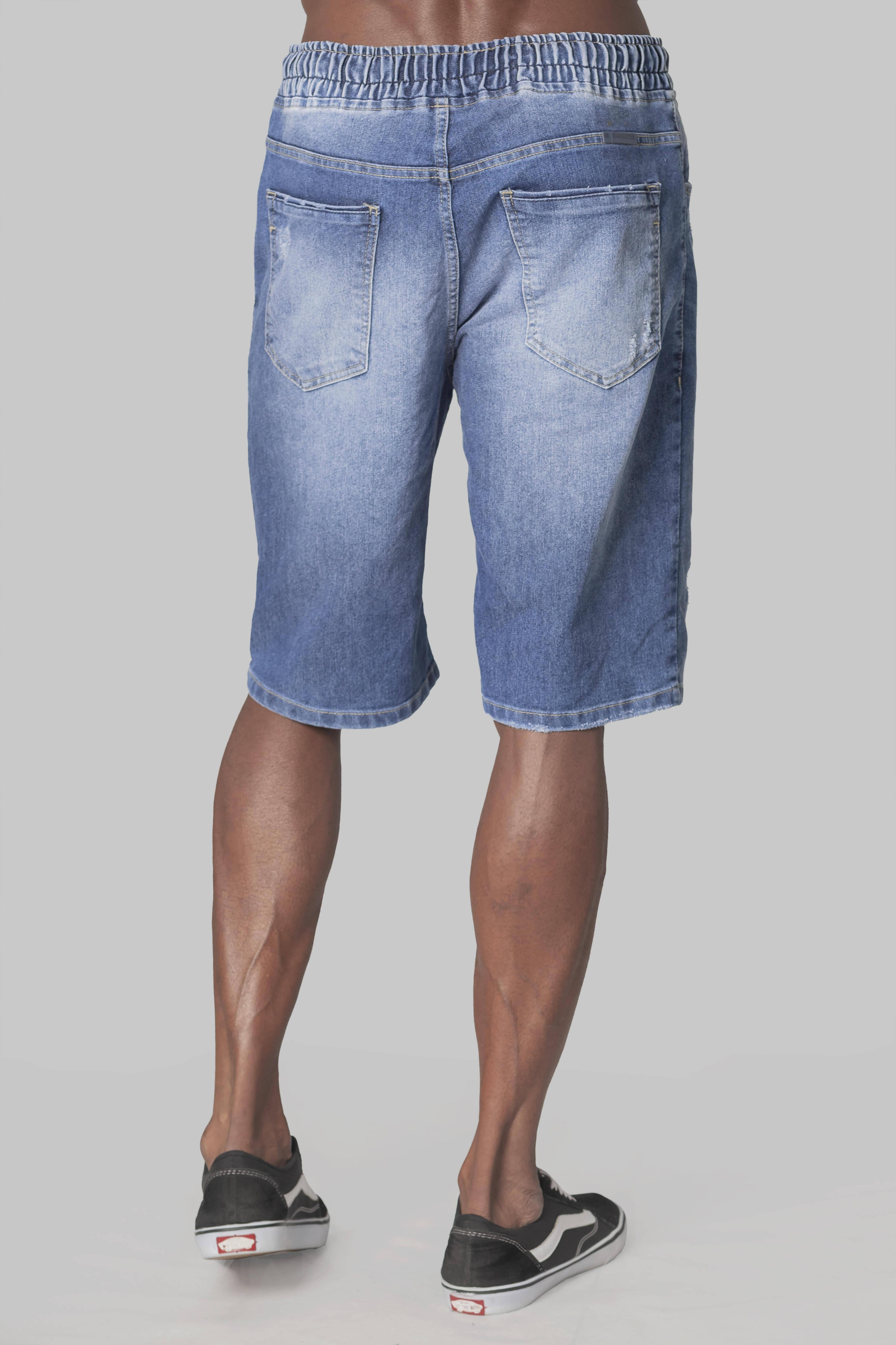 Short Bermuda Denim Liso Mellow Azul Gangster-1