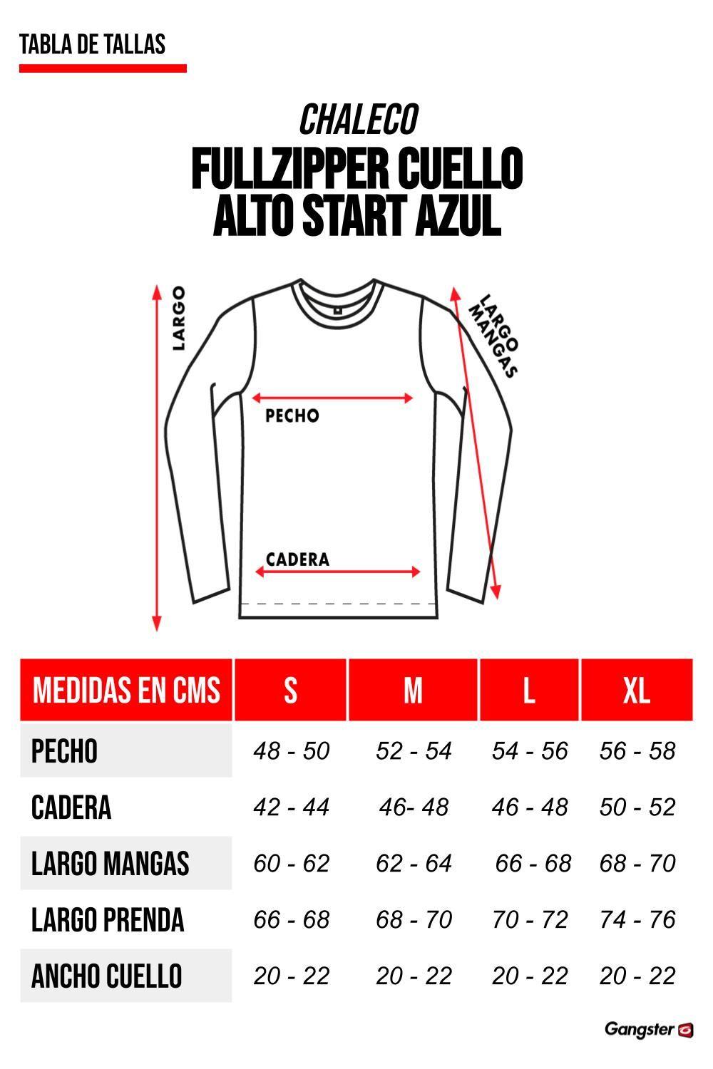 Chaleco Full Zipper Cuello Alto Start Azul Gangster-4