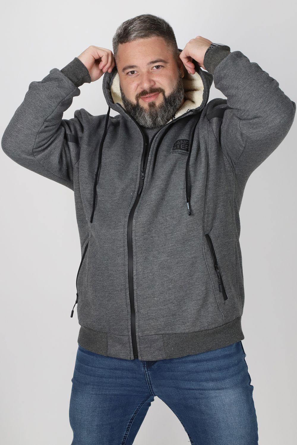 Plus Polerón Full Zipper Sherpa Eternal Gris Gangster-0
