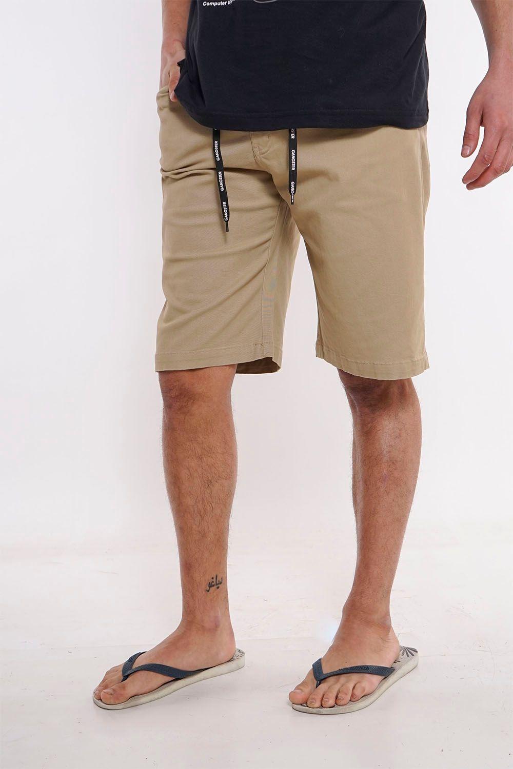 Short Canvas Bermudas Knee Beige Gangster-0