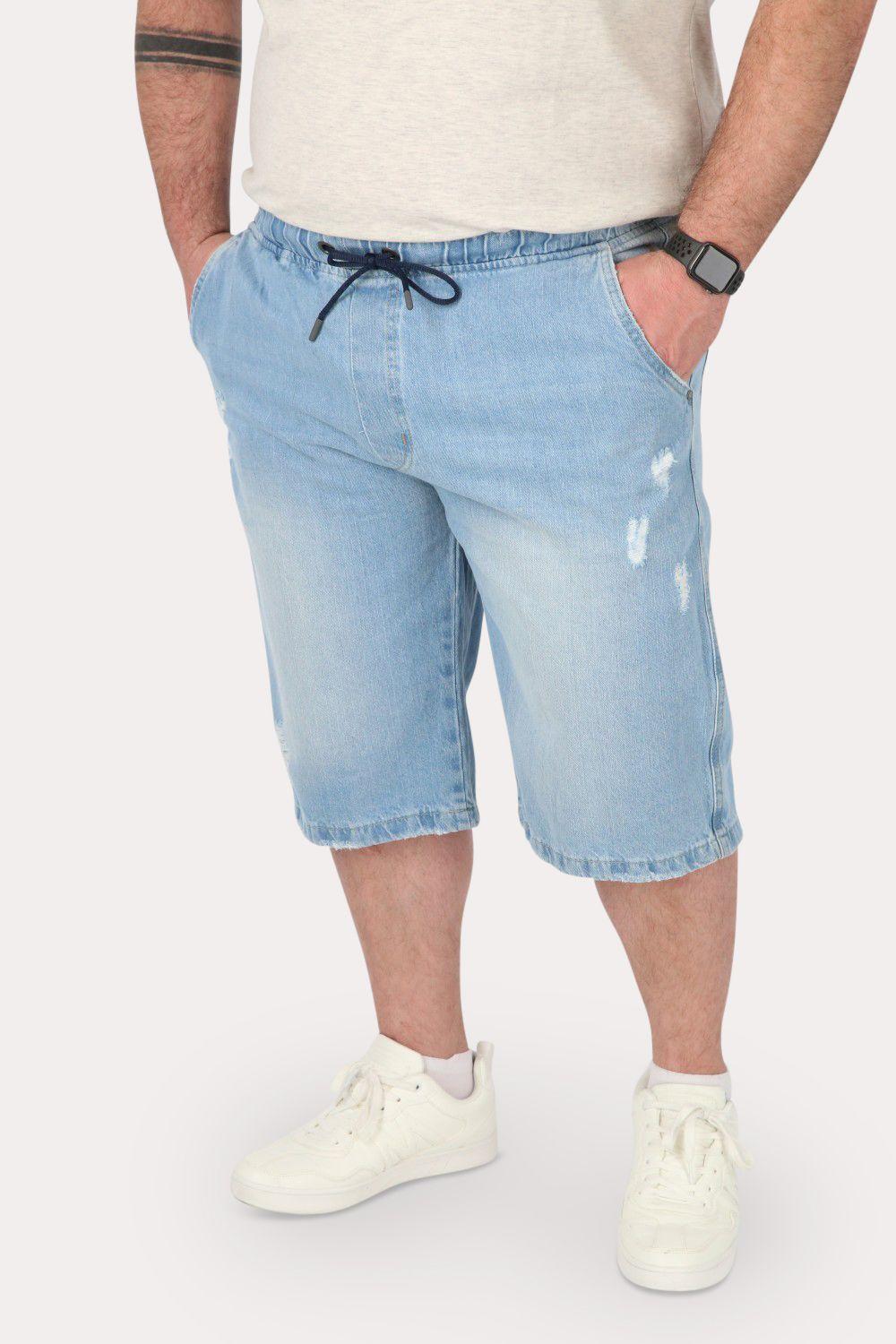 Plus Short Bermuda Denin Jeans Cuff Azul Gangster-0