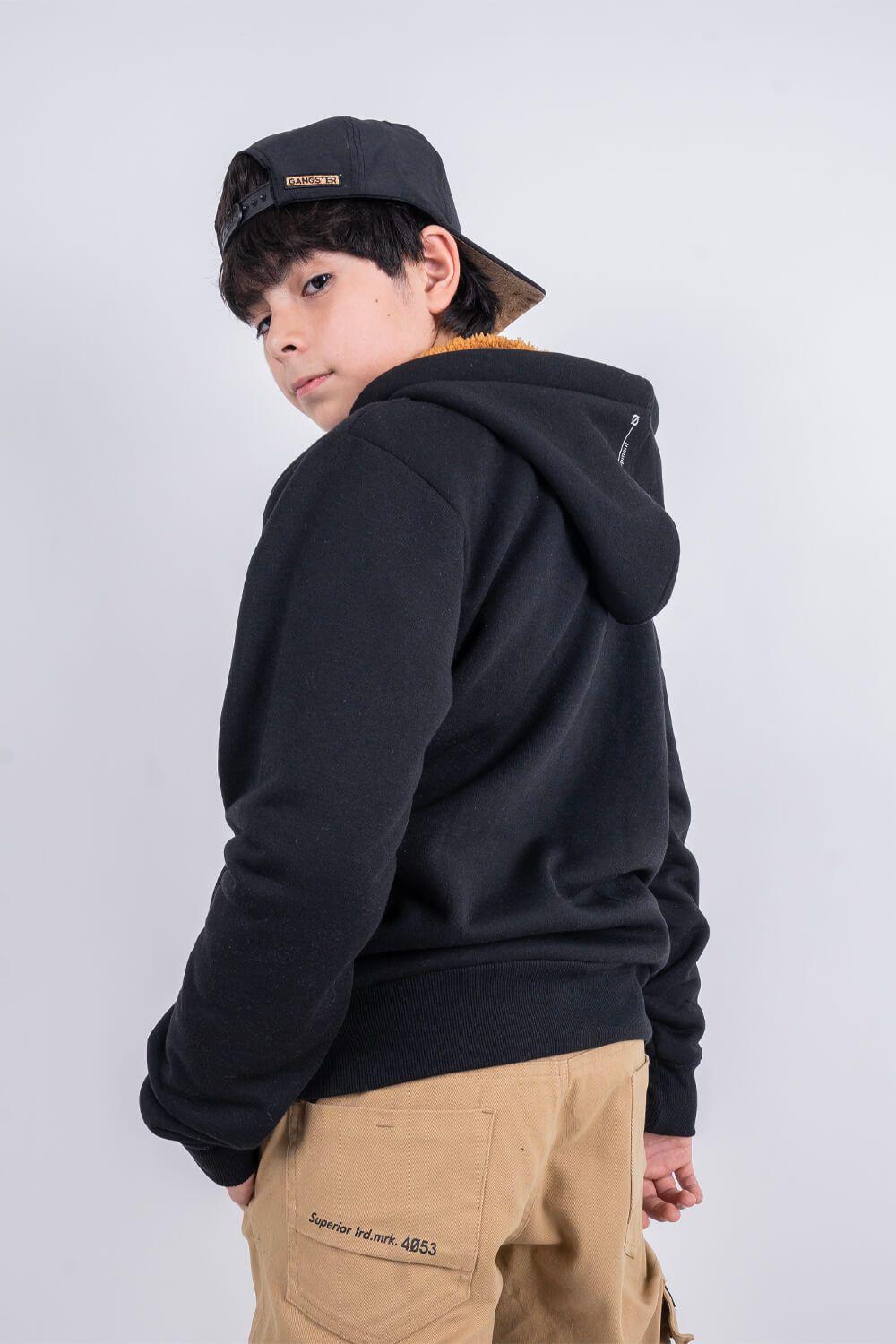 Teen Polerón Fullzipper Sherpa Shine Negro Gangster-0