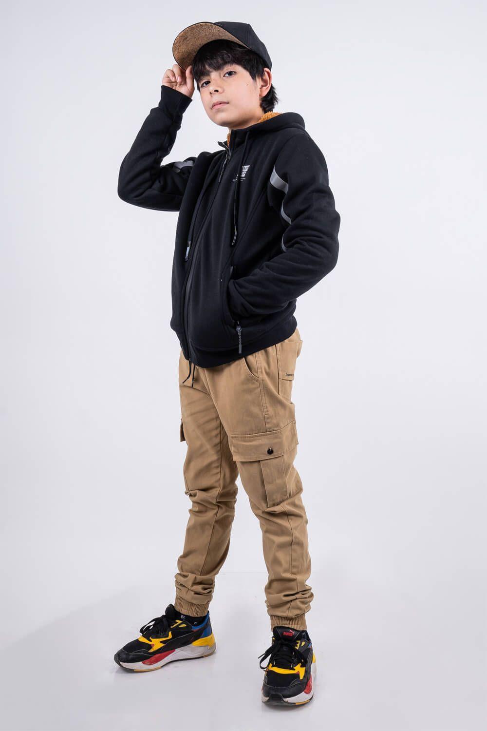 Teen Polerón Fullzipper Sherpa Shine Negro Gangster-3