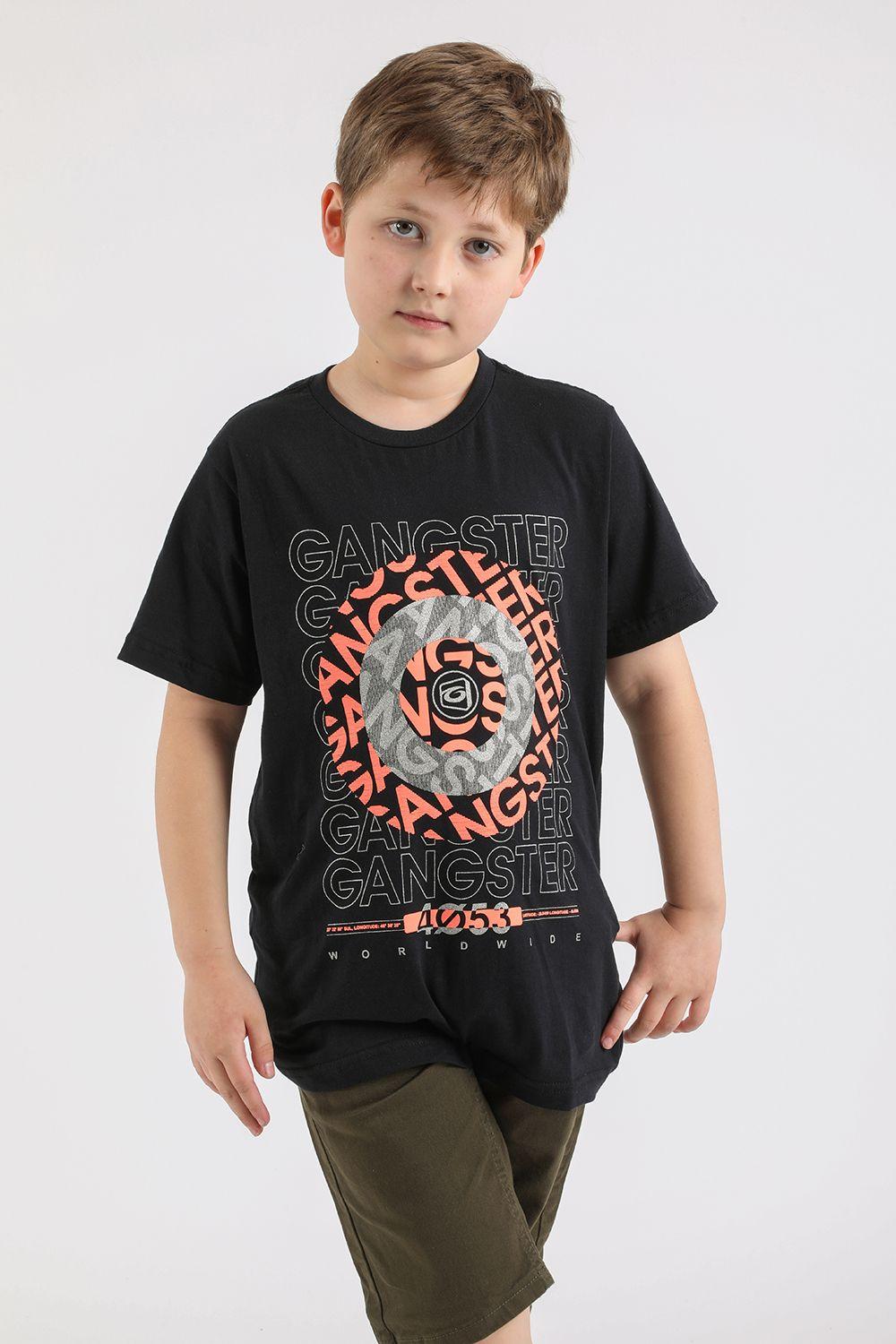 Teen Polera Mc Básica Disc Negro Gangster-0