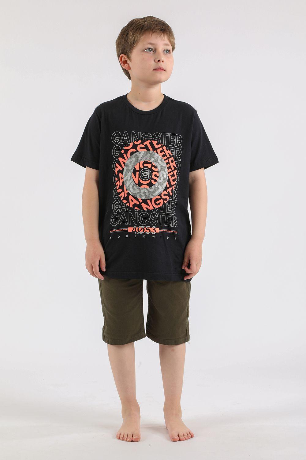 Teen Polera Mc Básica Disc Negro Gangster-3