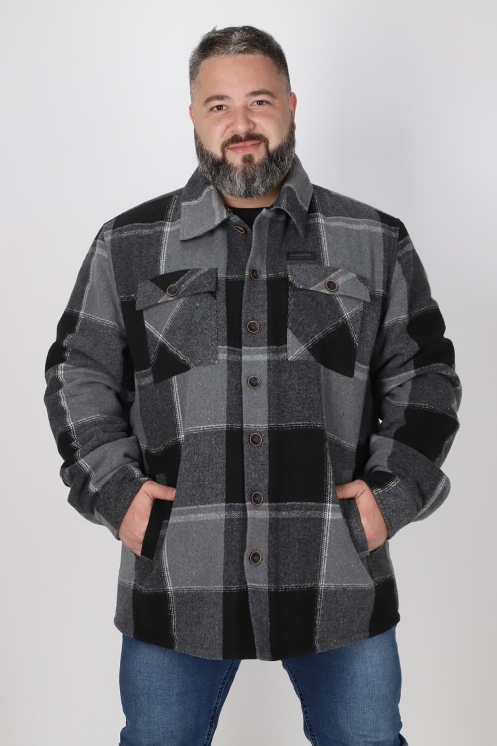 Plus Chaqueta Franela West Negro Gangster-0