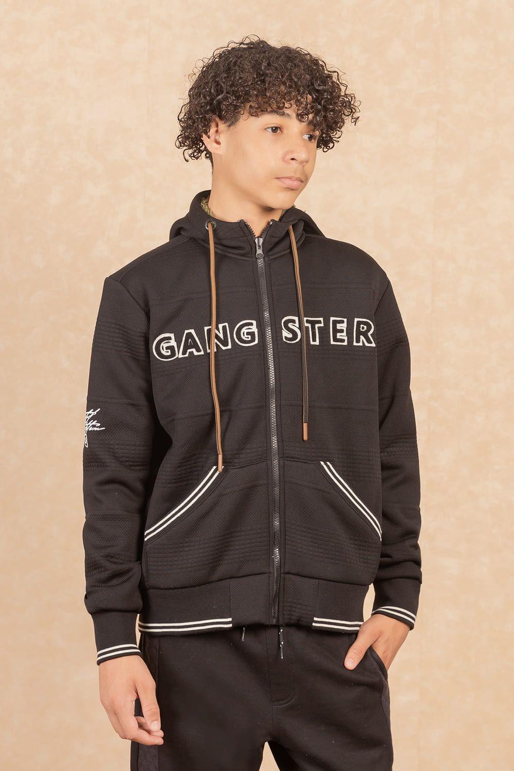 Teen Poleron Fullziper Jacquard Sherpa Solaris Negro Gangster-3