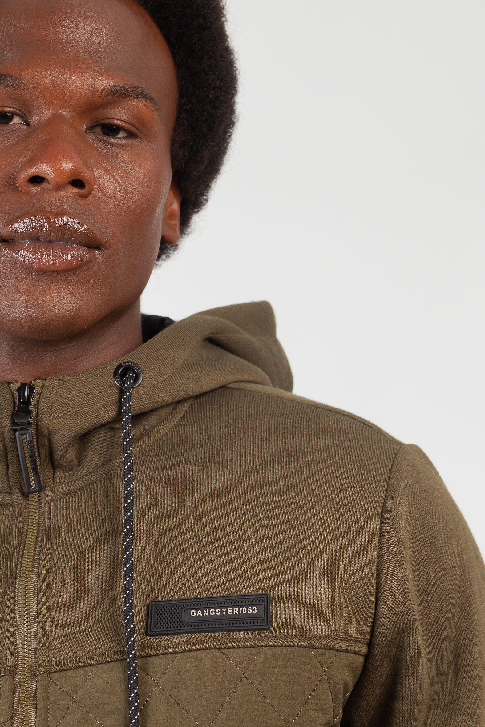 Chaqueta Hibridas Patchwork Verde Oliva Oscuro Gangster-3