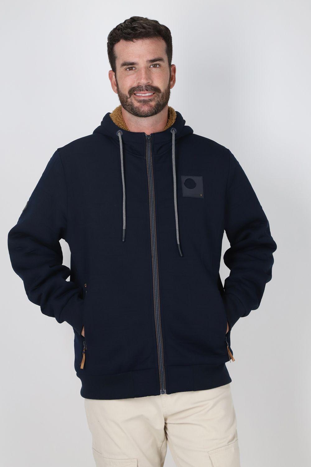 Poleron Full Zipper Jacquard Sherpa Astro Azul Gangster-0