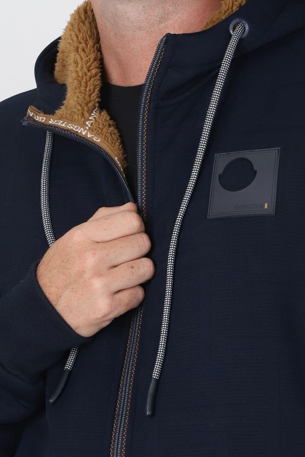 Poleron Full Zipper Jacquard Sherpa Astro Azul Gangster-2