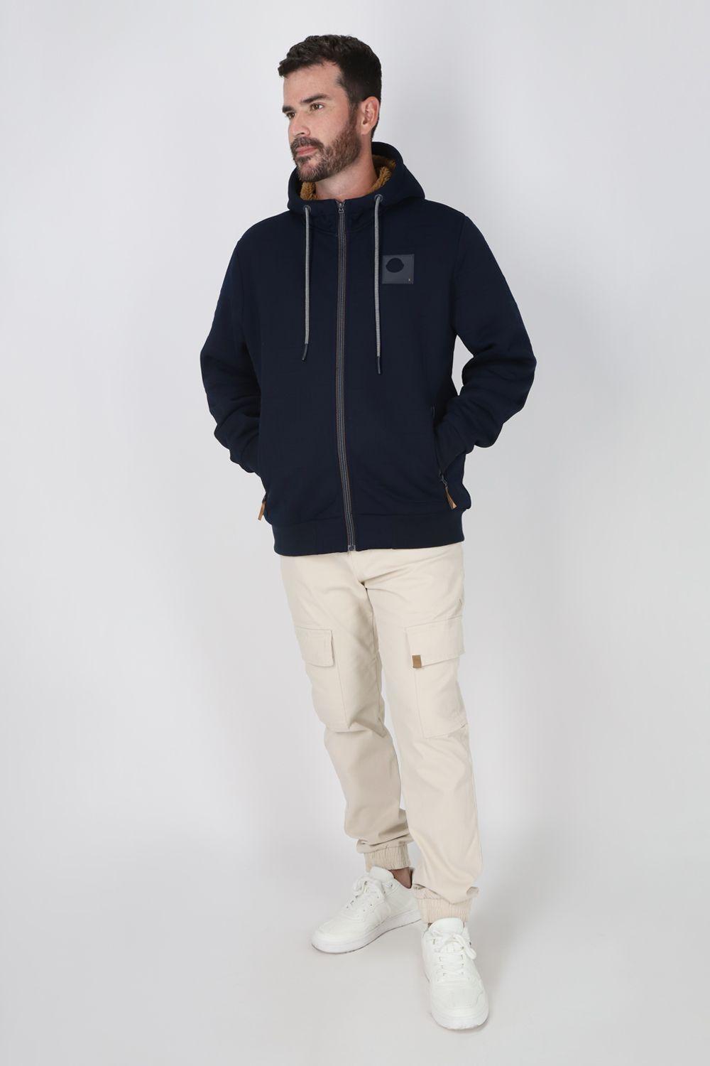 Poleron Full Zipper Jacquard Sherpa Astro Azul Gangster-3