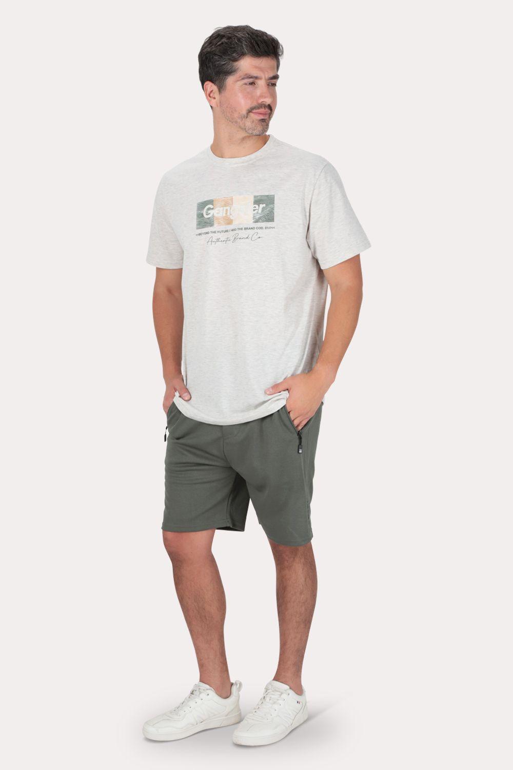 Short Bermuda Jogger Liso Comfort Gris Gangster-3