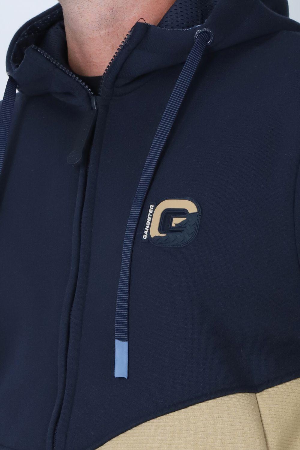 Poleron Full Zipper Clever Azul Gangster-2