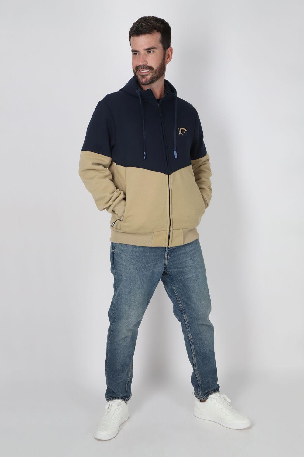 Poleron Full Zipper Clever Azul Gangster-3