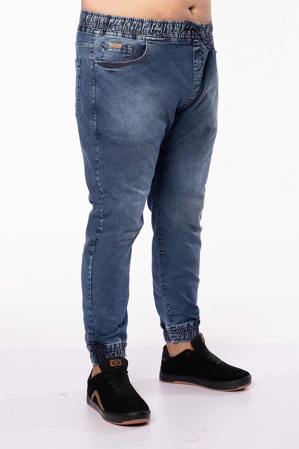 Plus Pantalon Jogger Denim Azul-2