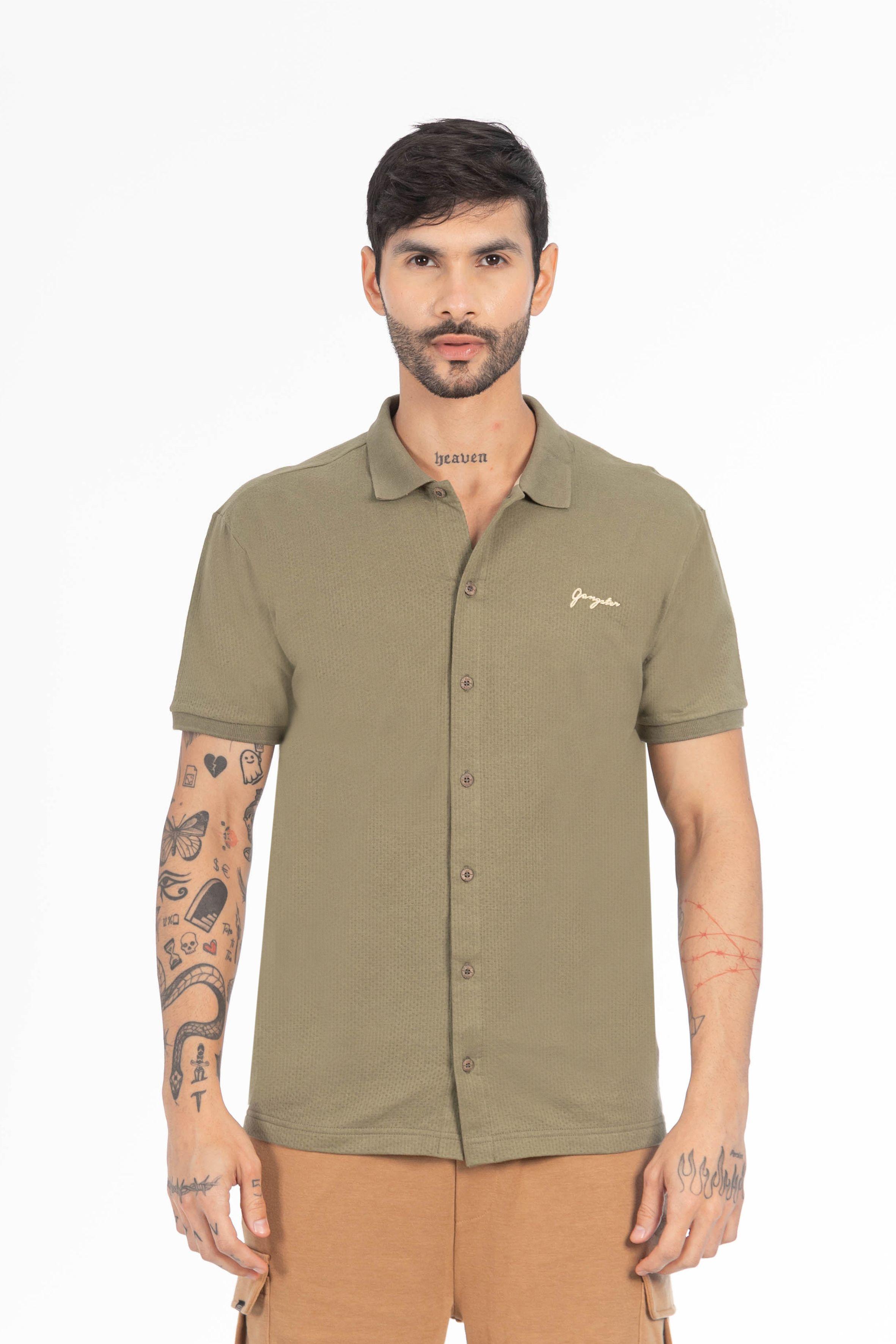 Camisa Camisa Textura California Verde-0