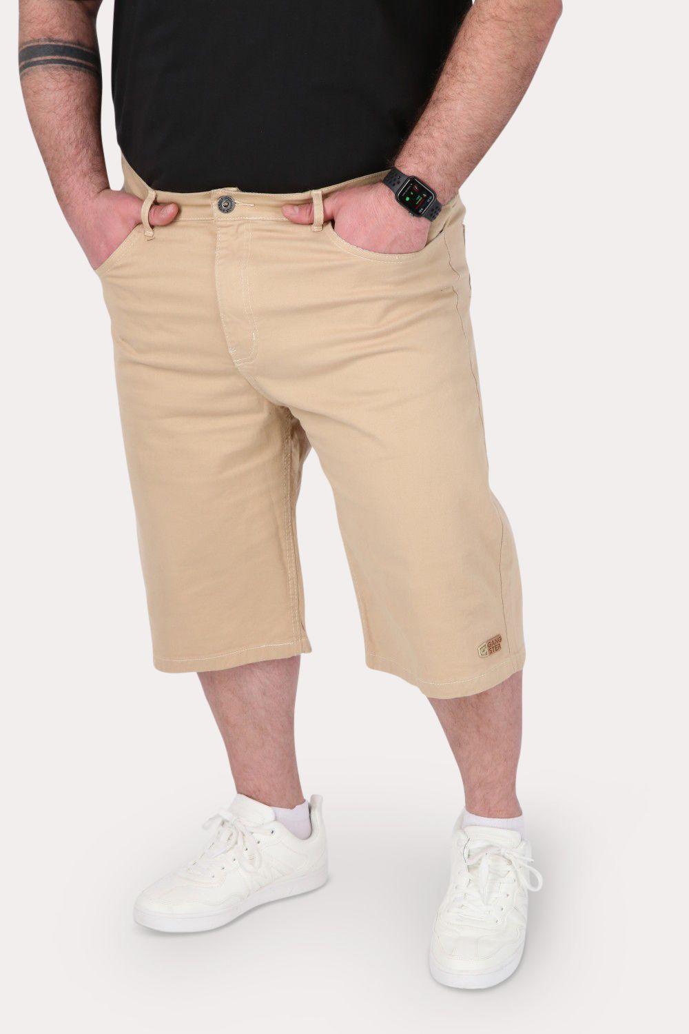 Plus Short Bermuda Canvas Palha Caramelo Gangster-0