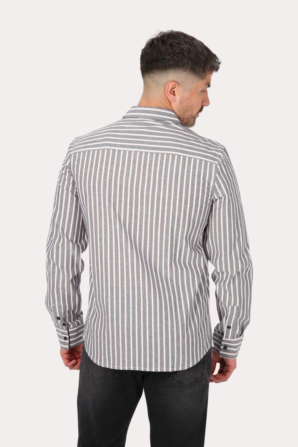 Camisa ML Fake Linho Buriti Azul Gangster-1