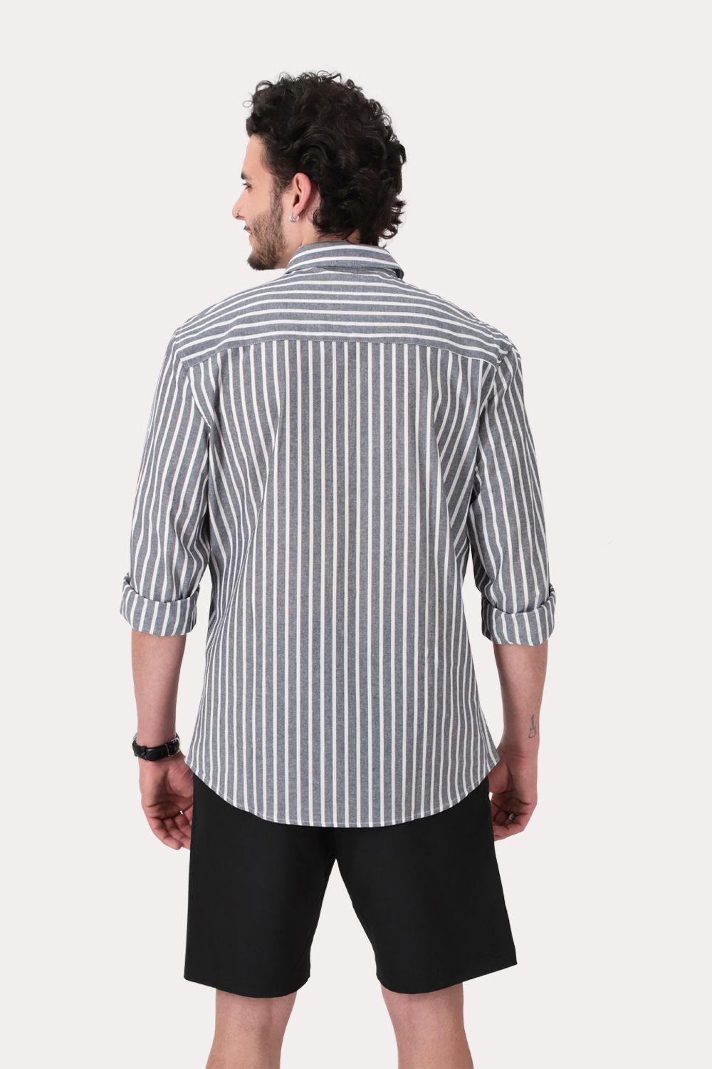 Camisa ML Fake Linho Buriti Azul Gangster-1