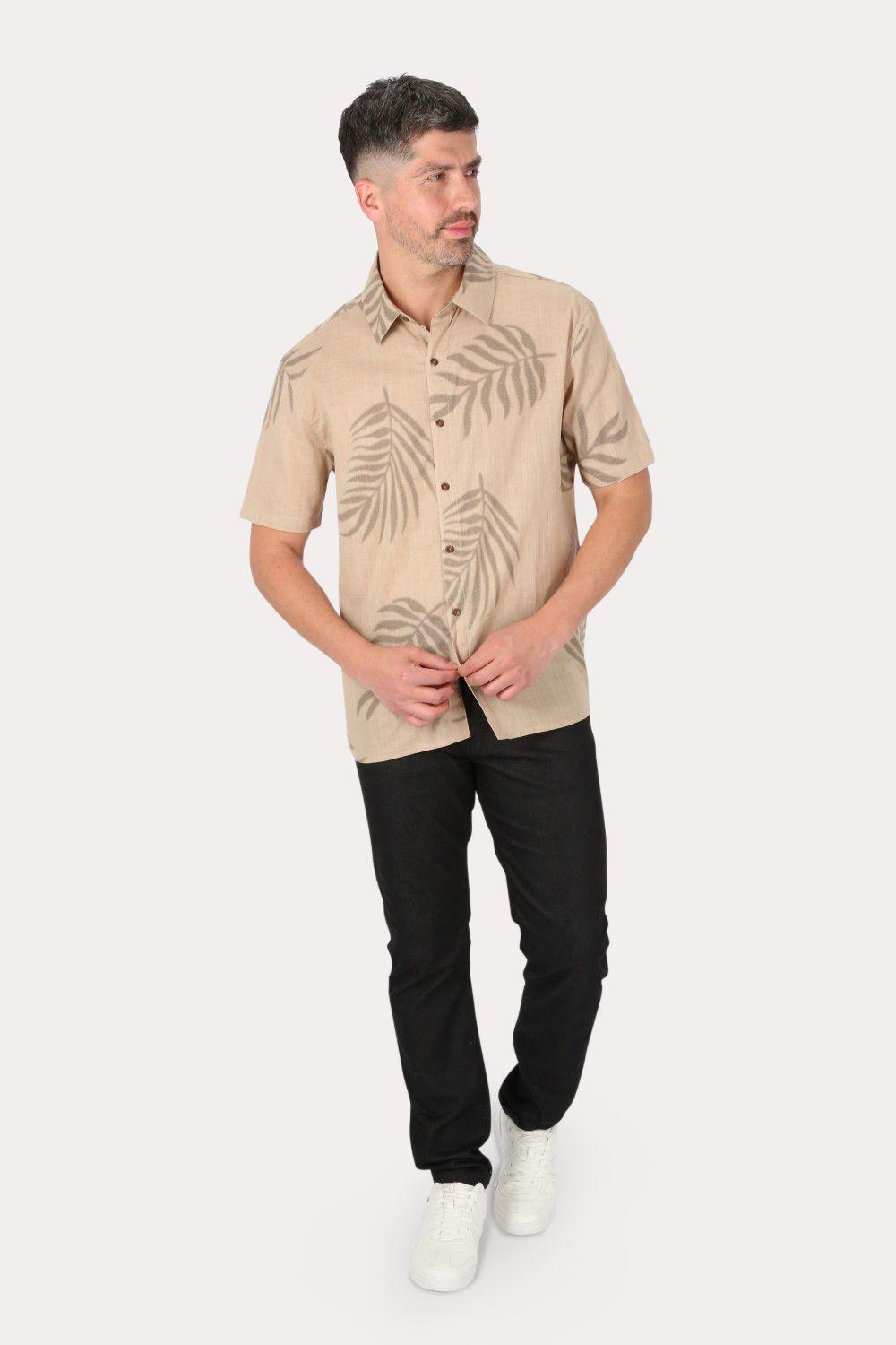 Camisa Mc Algodón Meio Cafe Gangster-3