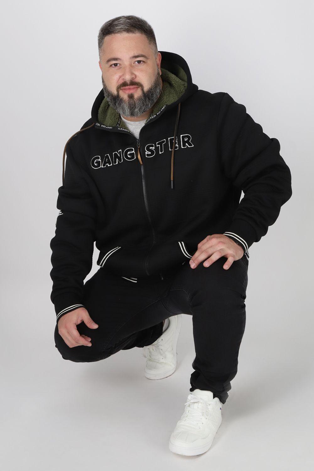 Plus Poleron Full Zipper Jacquard Sherpa Solaris Negro Gangster-2
