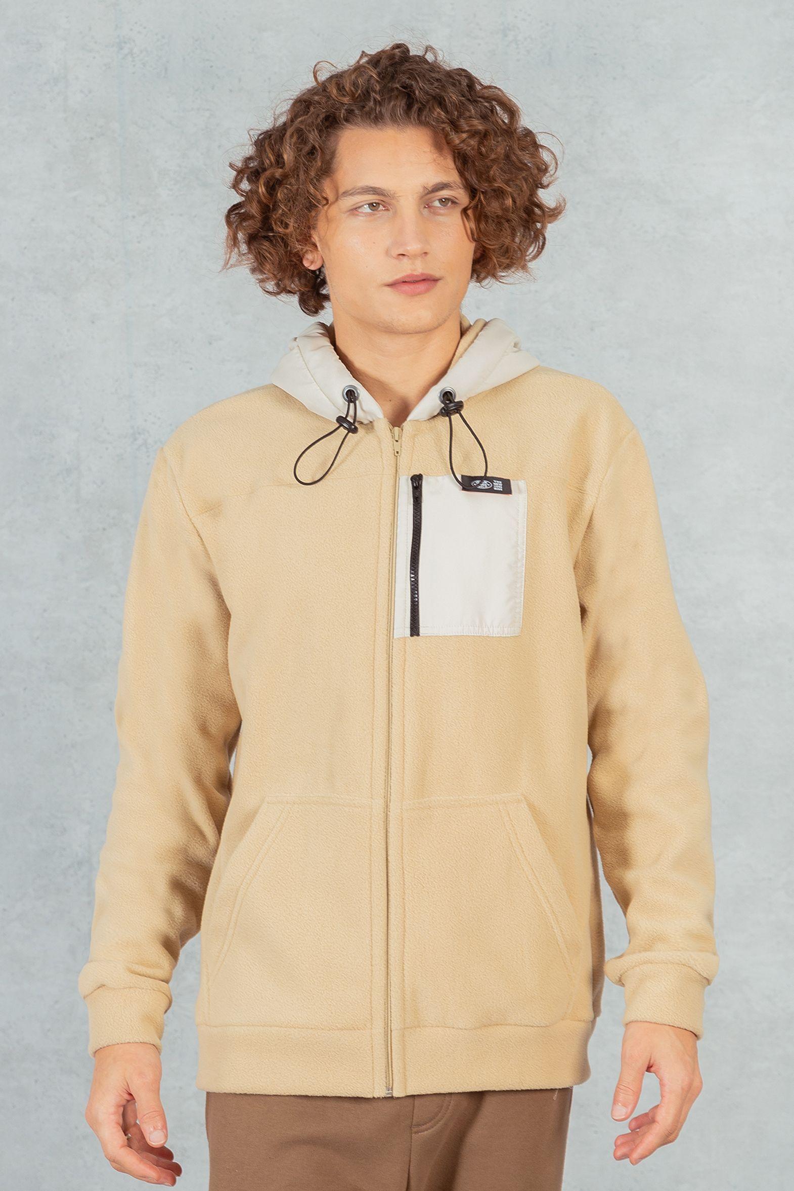 Poleron Full Zipper Fleece Suqare  Beige Overcore-0