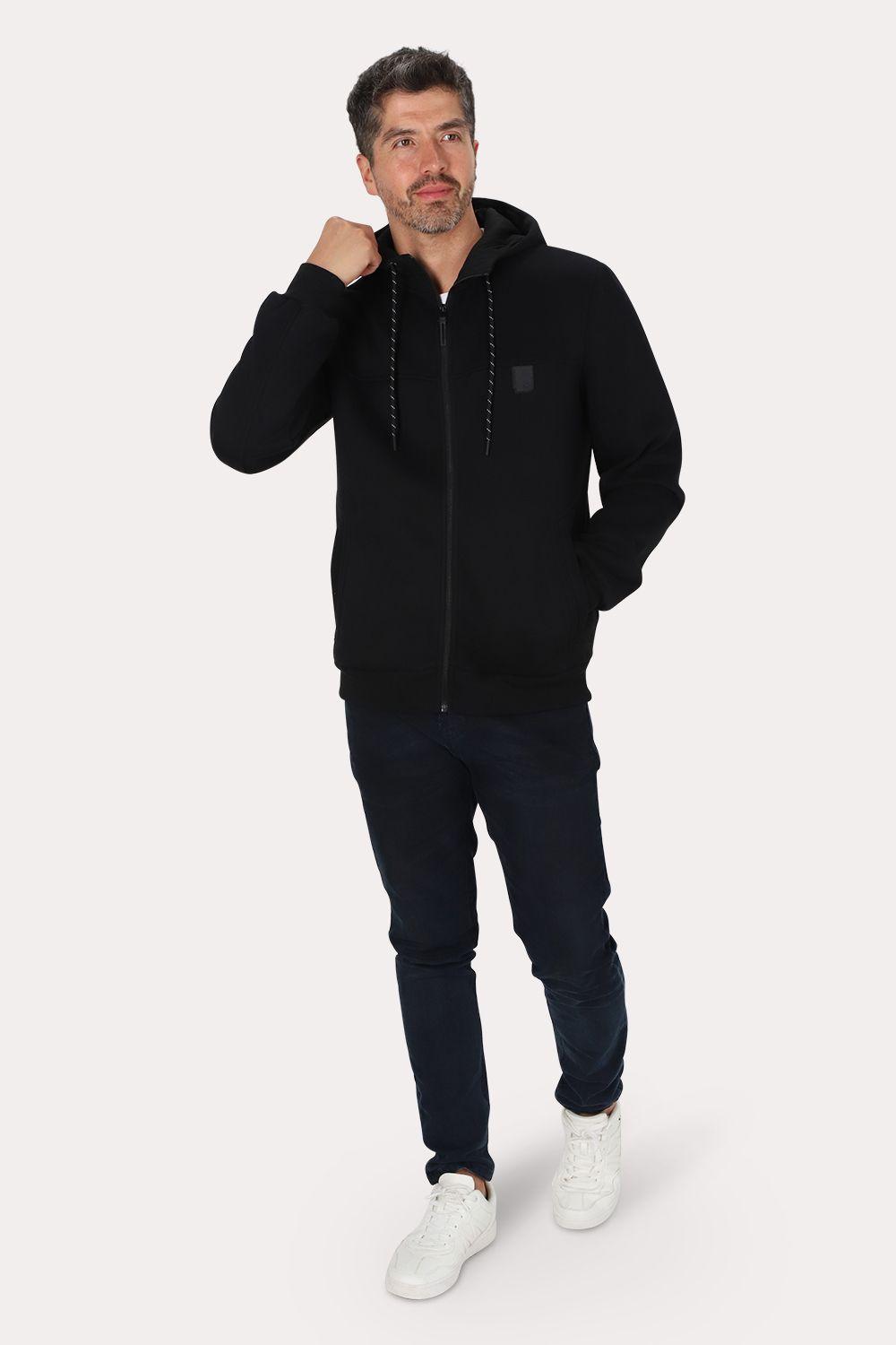 Poleron Full Zipper Fleece Beacon Negro Gangster-3