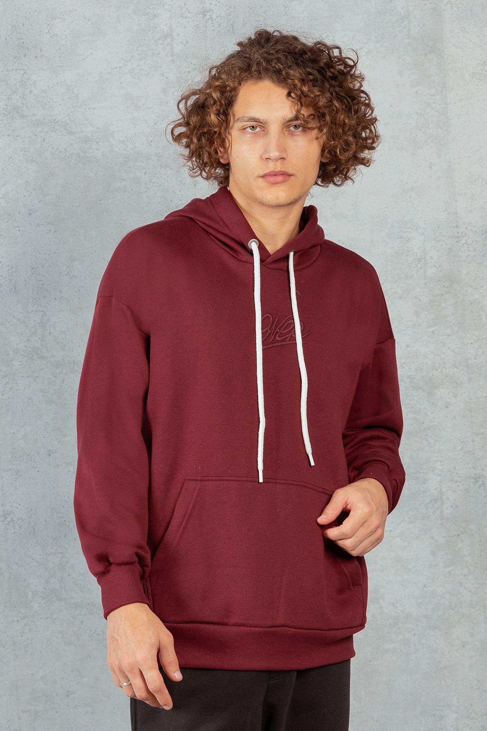 Poleron Hoodie Fleece Brute  Rojo Overcore-5