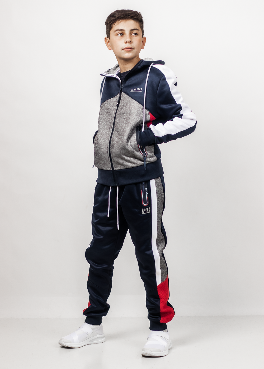 Teen Poleron Active Hoodie Ring Azul Gangster-3