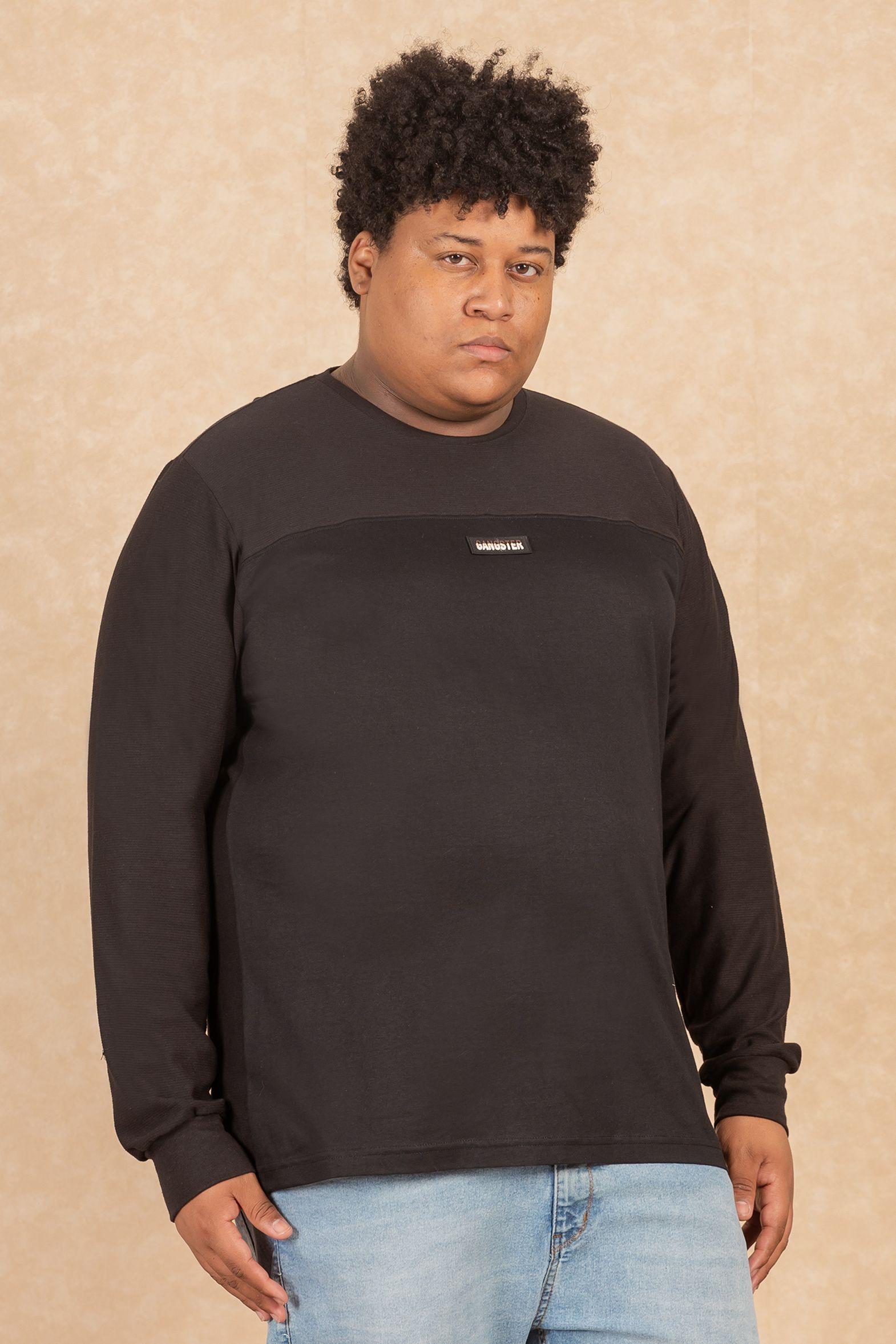Plus Polera Ml Basica Rib Negro Gangster-2
